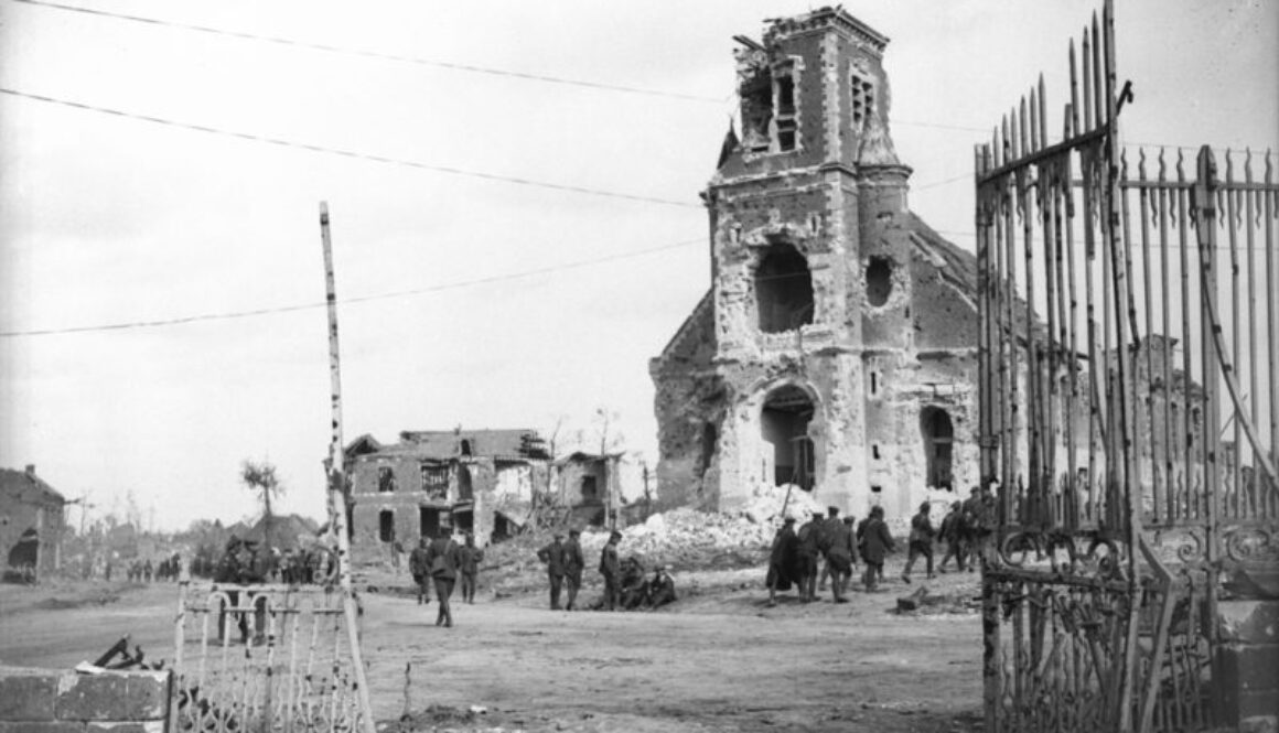 217_Bourlon Church from the Chateau. Advance East of Arras. October, 1918.